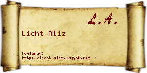Licht Aliz névjegykártya